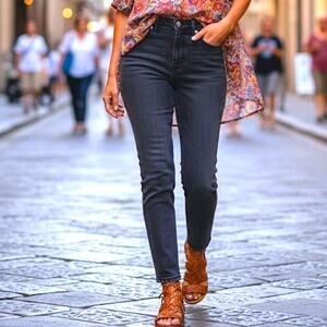 Zara Jeans Women's Size 6 Black Denim High Rise Cotton Elastane